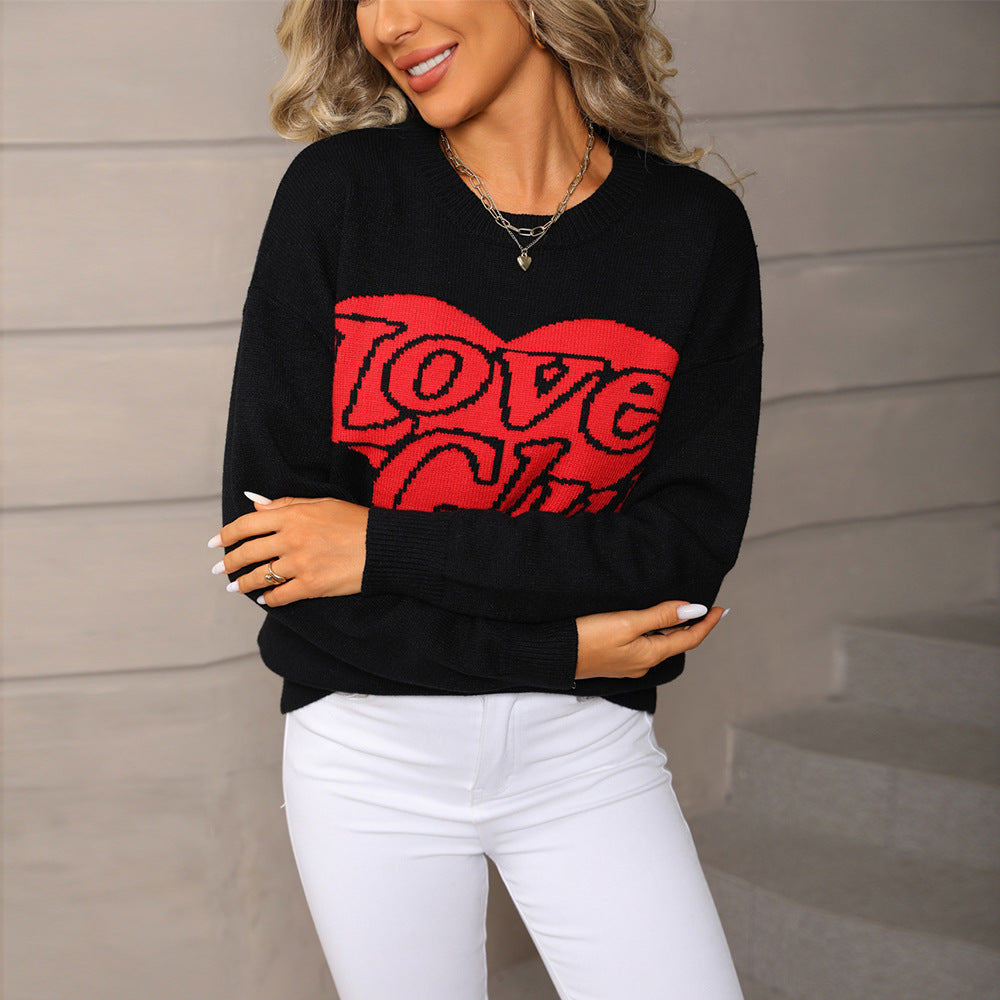 Fashion Love Loose Valentine's Day Knitted Pullover Sweater