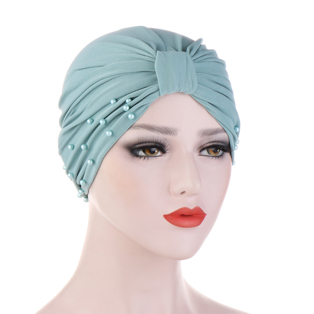 Beaded Tam-o'-shanter Muslim Solid Color Women's Base Small Hat