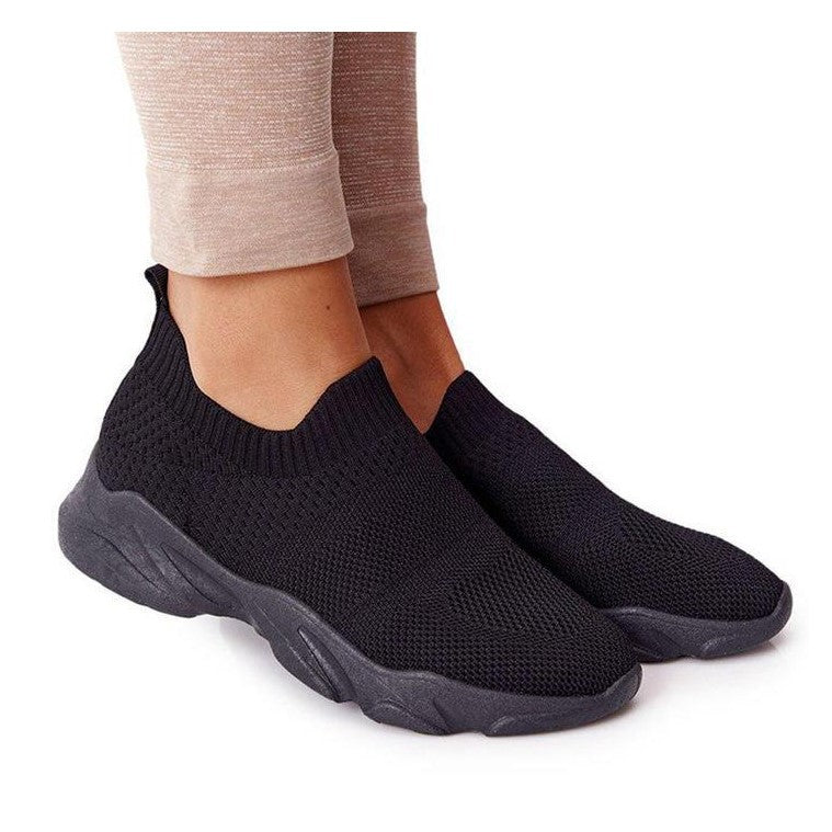 Large Size Fly Woven Breathable Thick Sole Solid Color Increased Leisure Travel Sneakers
