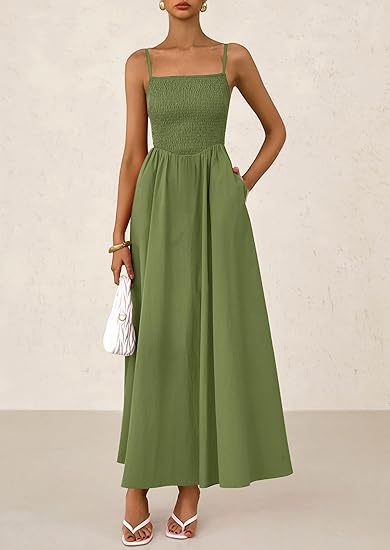 Ruched Tank Top With Thin Straps And A Pocketed Dress