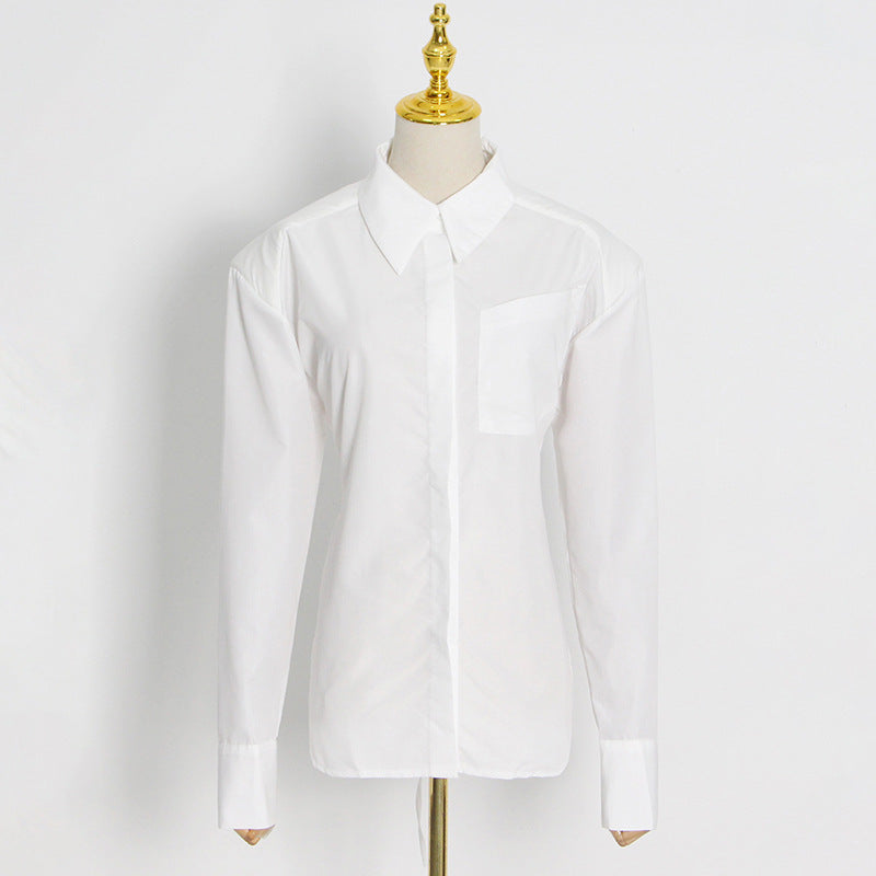 Design Backless Lace-up Shirt