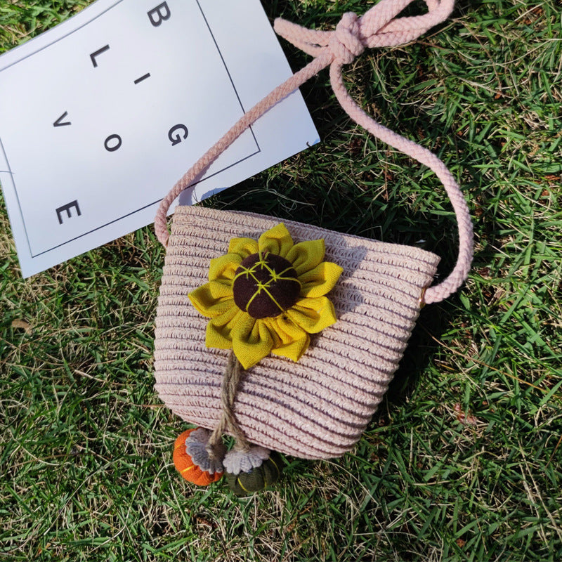 Grass Woven Bag For Children's Cute Crossbody