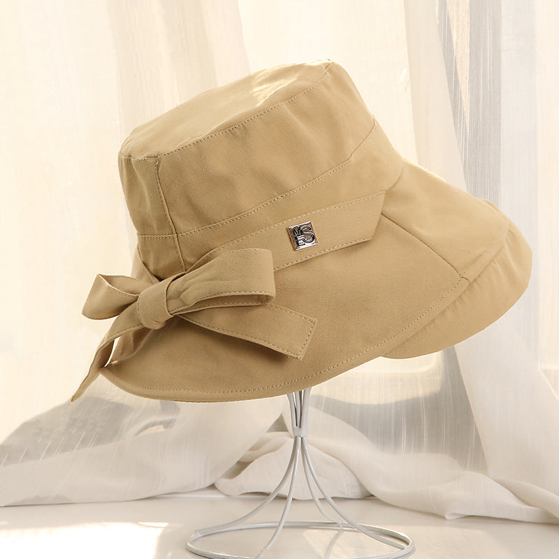 Cotton And Linen Solid Color Foldable Female Basin Hat