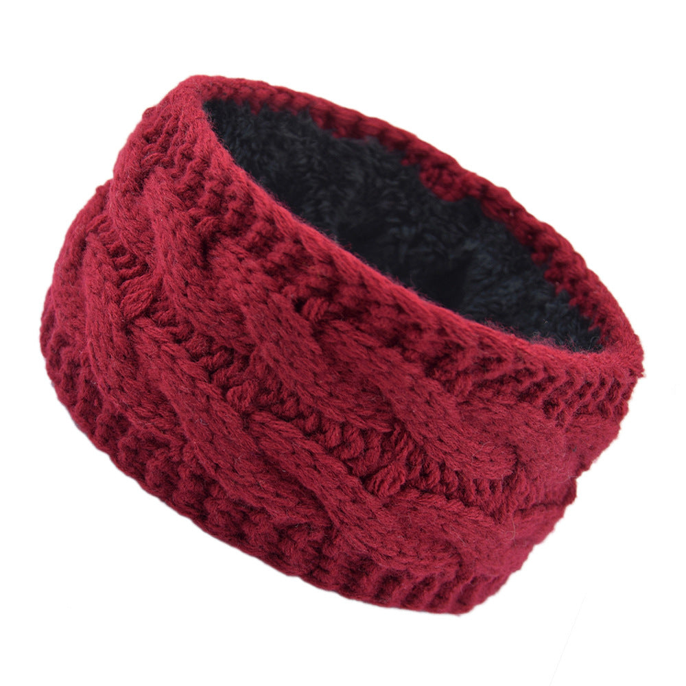European And American Plus Velvet Knitted Hair Band Wool Color Dot Yarn Headband Variegated Warm Hair Accessories