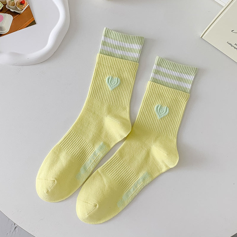 Women's Patchwork Striped Printed Mid Length Socks