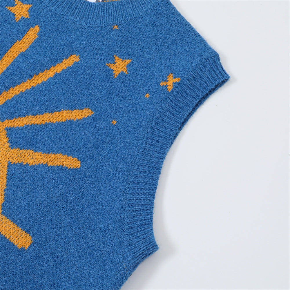Eye Jacquard Herre Rundhalset Vest Sweater