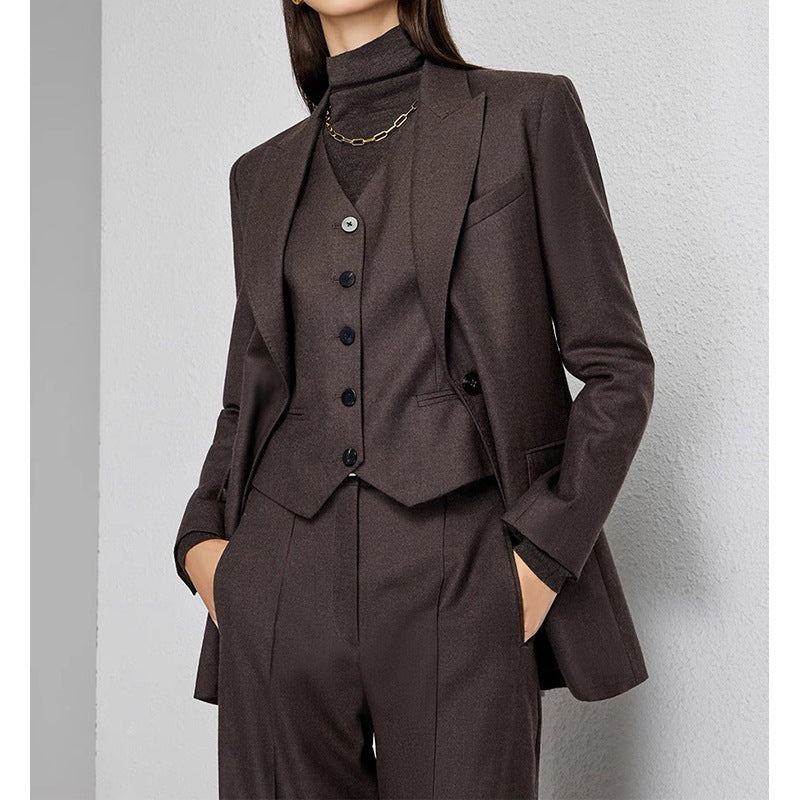 New Pure Color Velvet Worsted Wool Suit