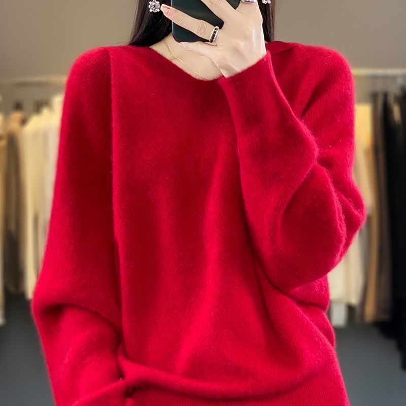 Women's Sweater Loose And Warm All-matching Thickened Bottoming V-neck