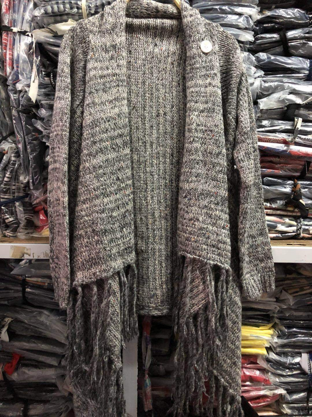 Long Slim Fit Fashion Tassel Stripe Coat Sweater
