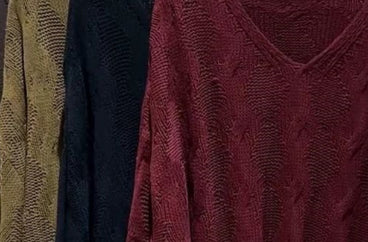 Women's Long Sleeved Knitted Vneck Sweater