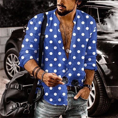 Polka-dot Loose-fitting Long Sleeve Printed Shirt