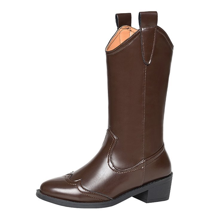 Women's Pointed Toe Sleeve Chunky Heel Fashion Martin Boots