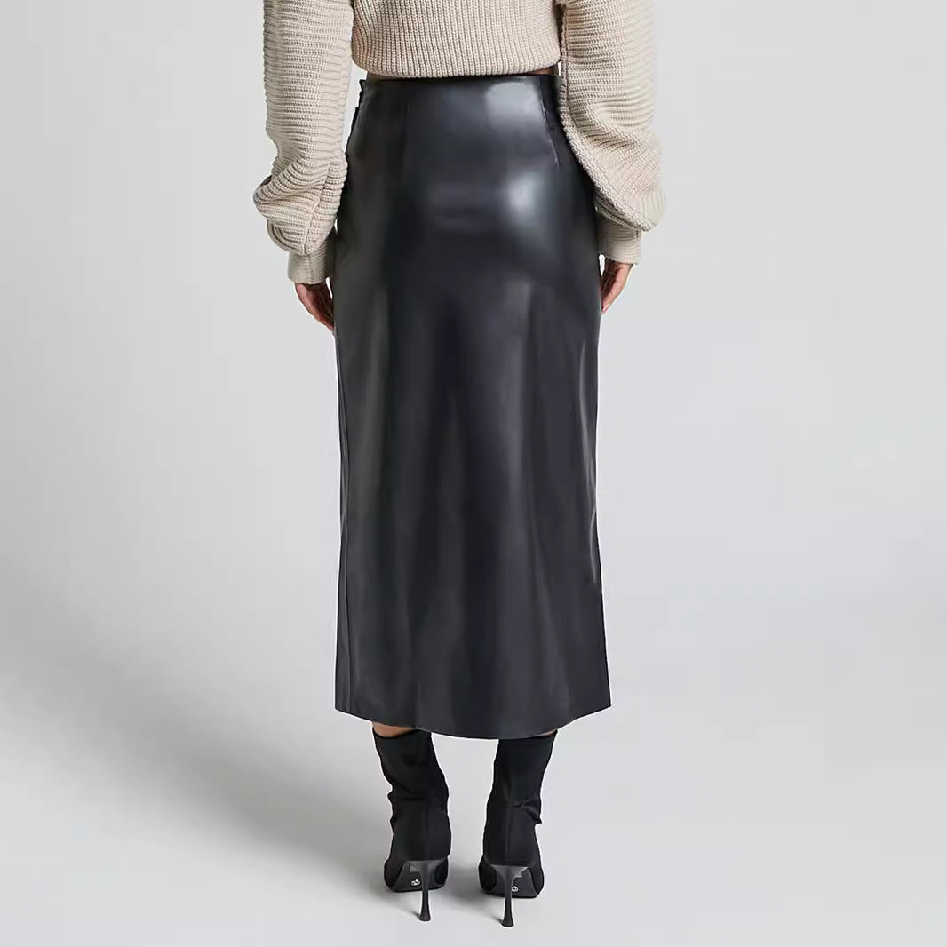 Womens Fashionable Slit Zipper Bodycon Skirt