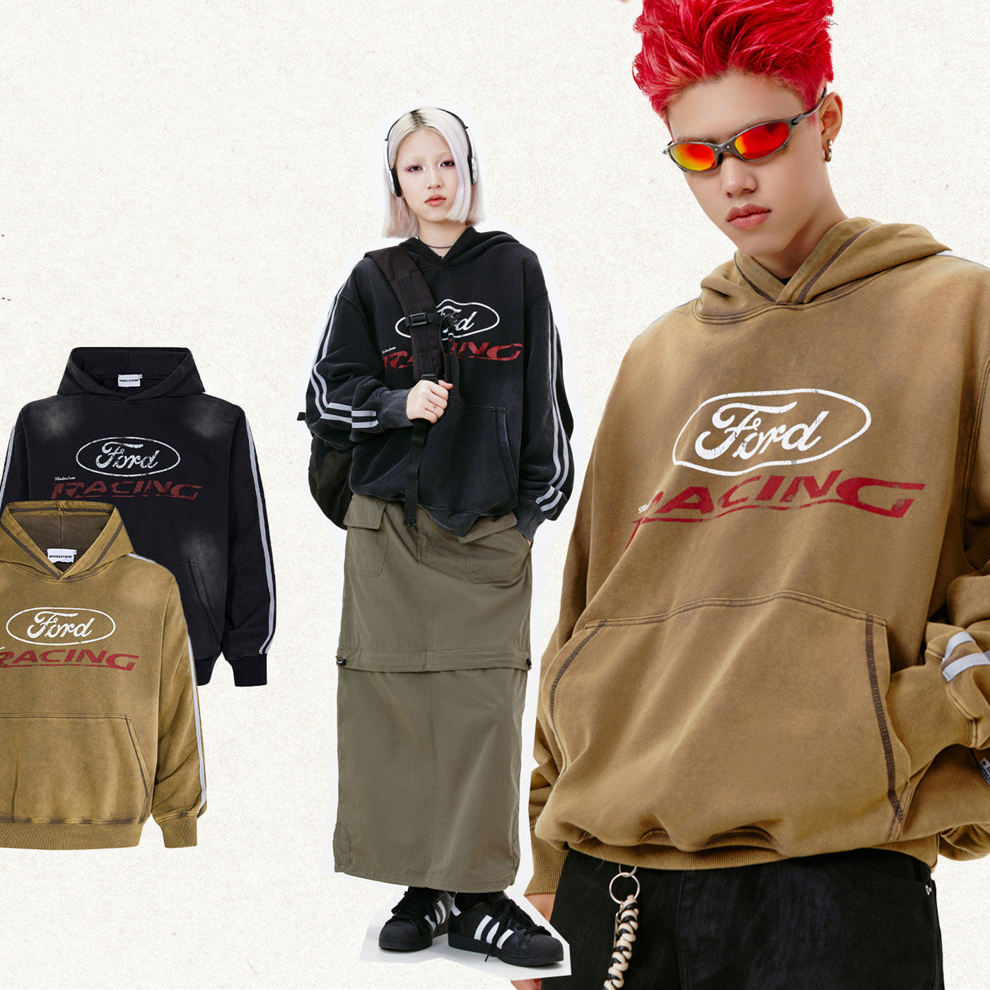 Street Letters Printed Stripe Wash Sweater