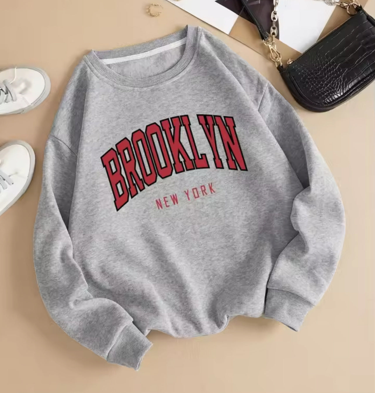 Personality Trend Printed Crew Neck Sweatshirt Women