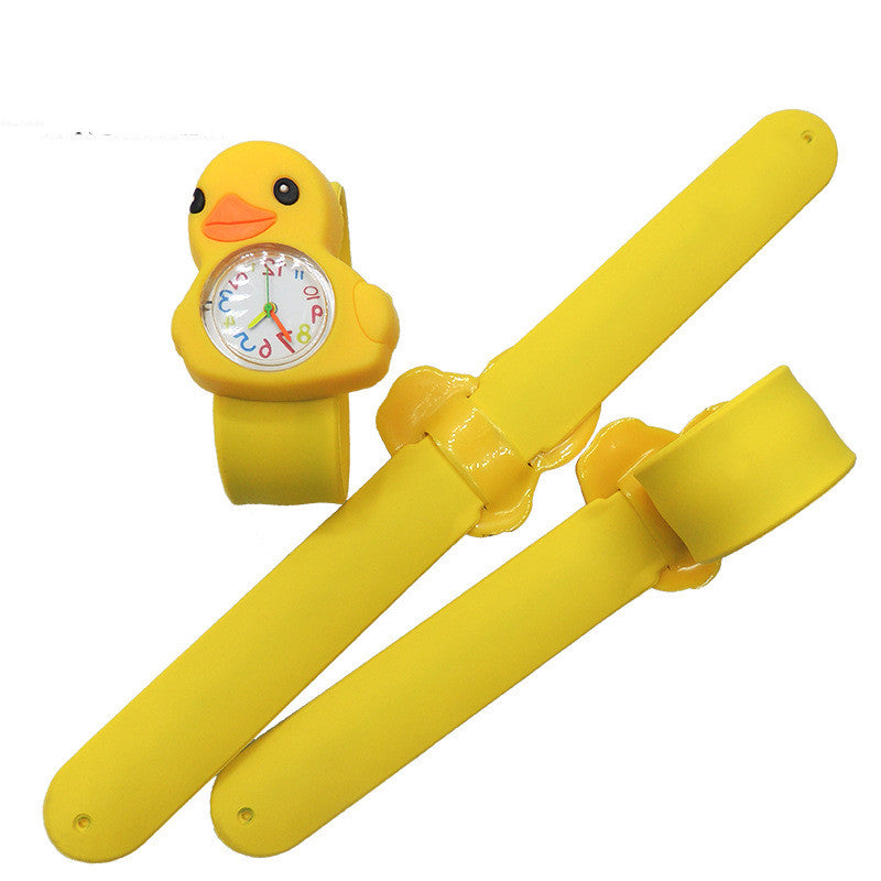 Little Yellow Duck PVC Drip Adhesive Cartoon Clapping Quartz Watch