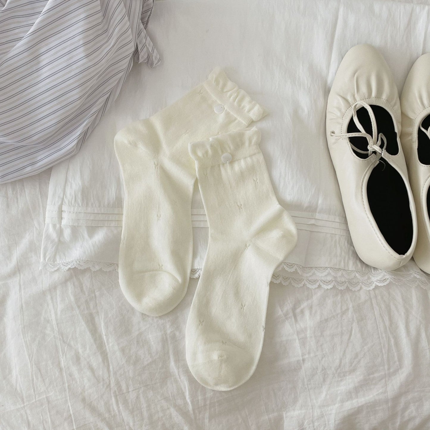 SpringSummer 3D Bowknot Boneless Mid-Calf Socks