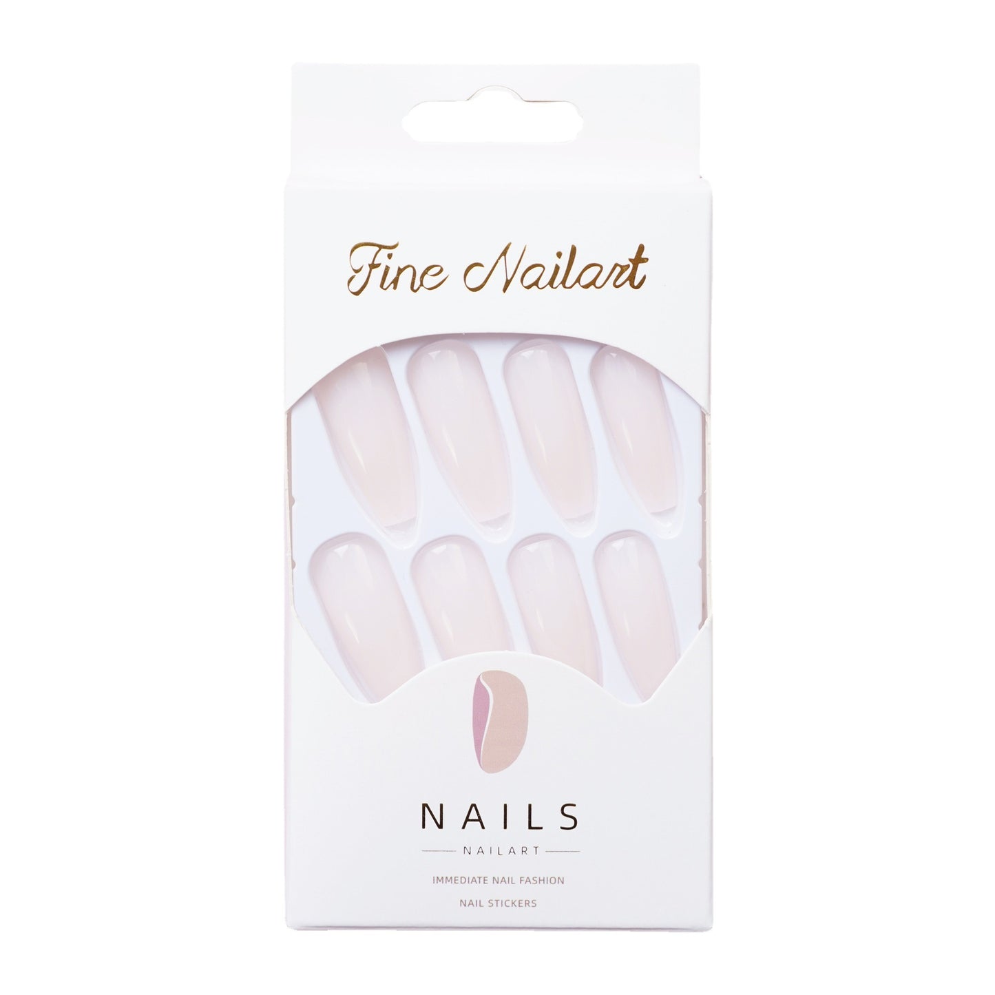 CS-57 Long Ballet Jelly White Fake Nail Tip Wear Nail Stickers Finished Product 24 Pieces