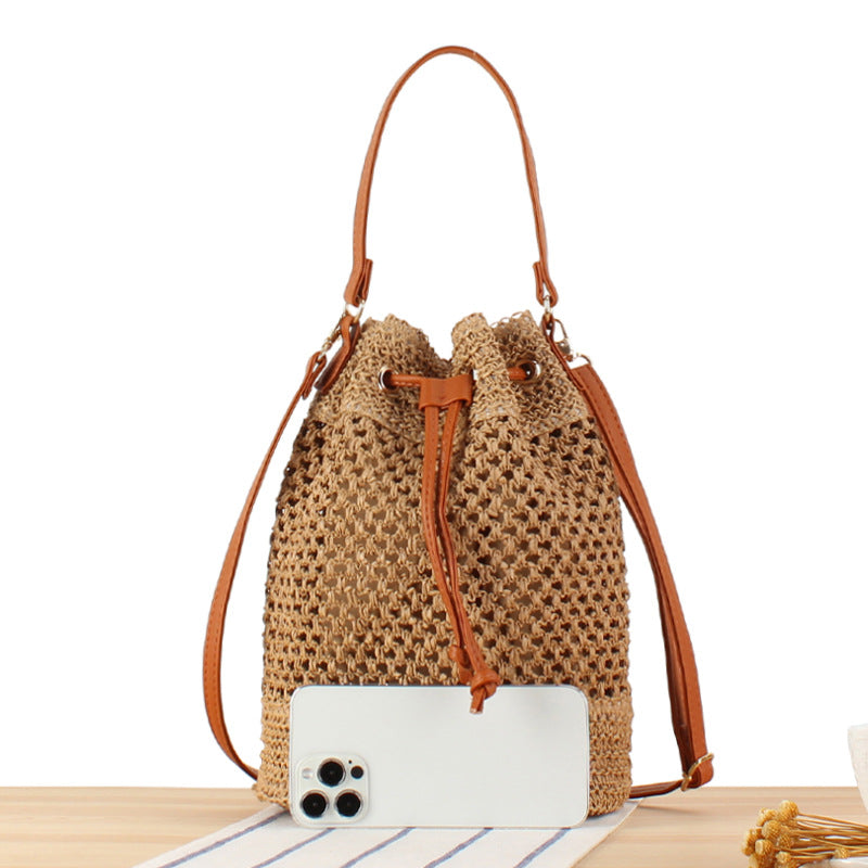 Simple Fashion All-match Handbag Bucket Woven Bag