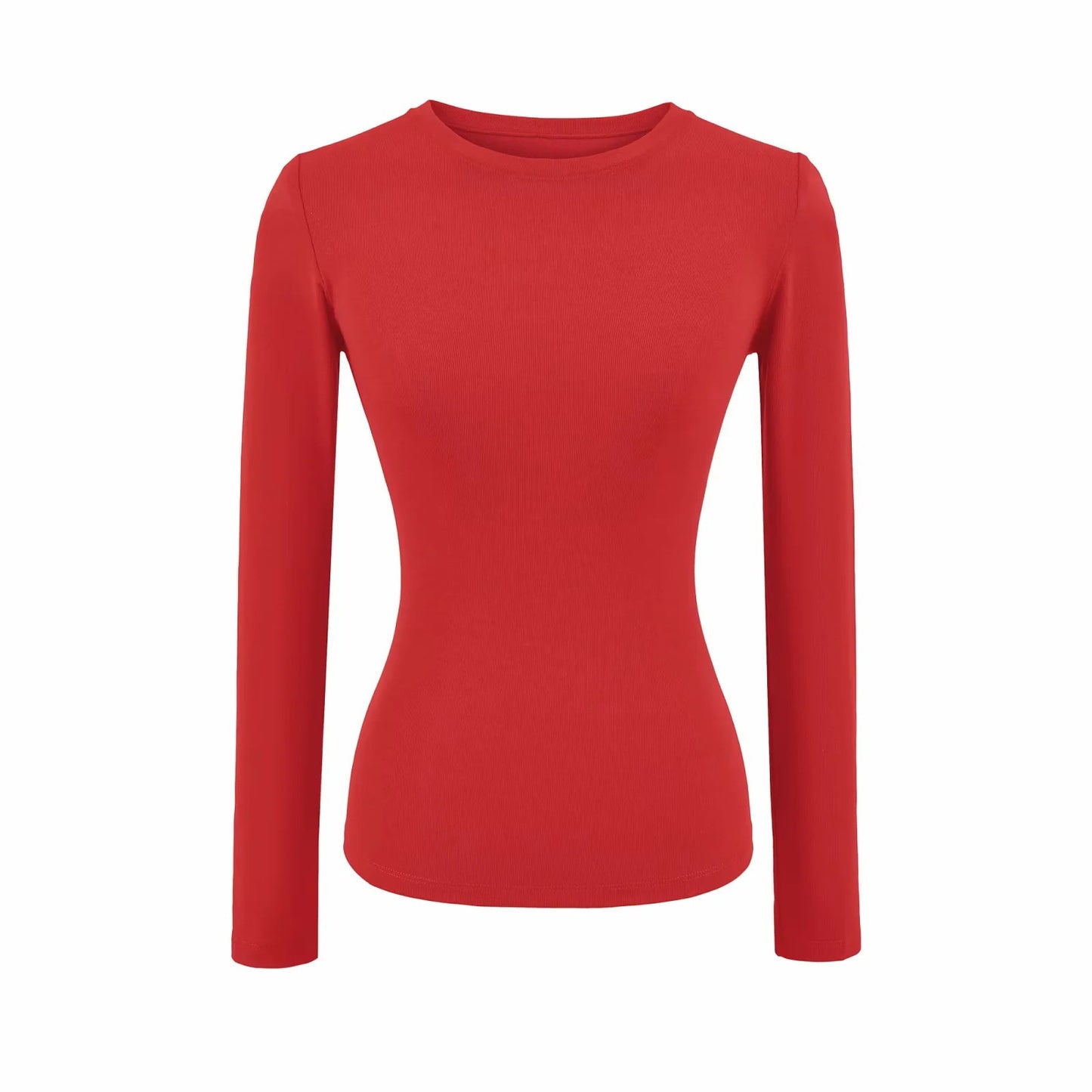 Womens Slim-fit Figure-flattering Base Top With A Round Neckline And An Hourglass Waist