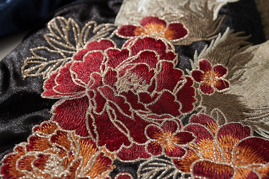 Mens Loose Fit Polyester Embroidered Chinese Style Jacket