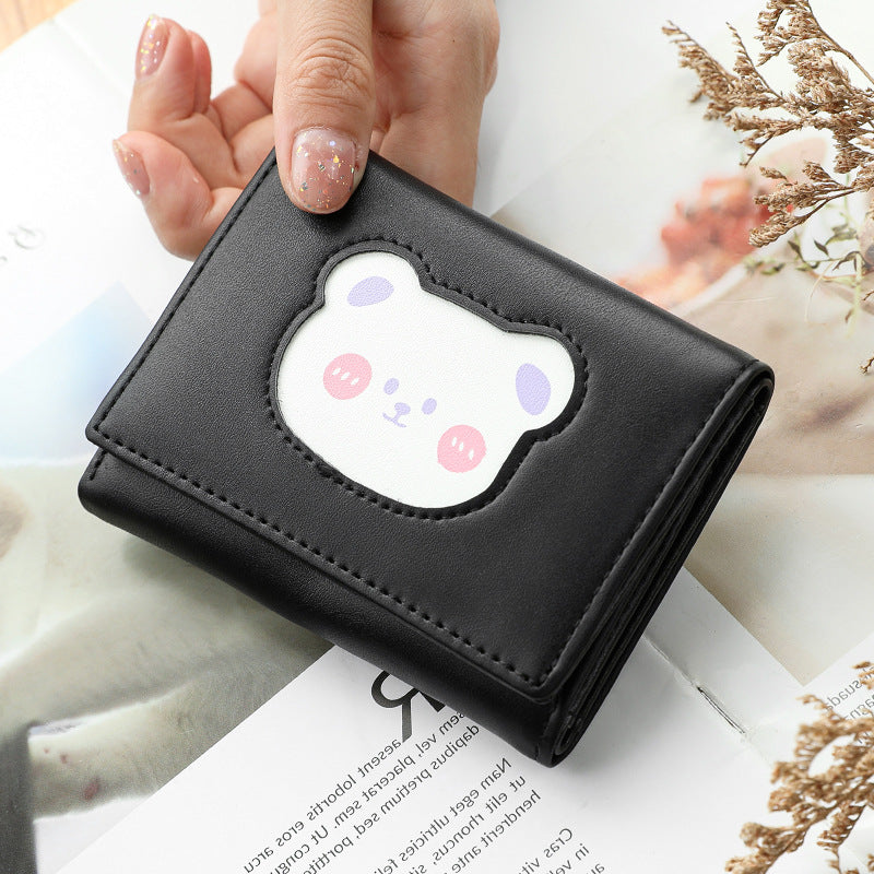 Women's Short Snap On Three Fold PU Card Bag