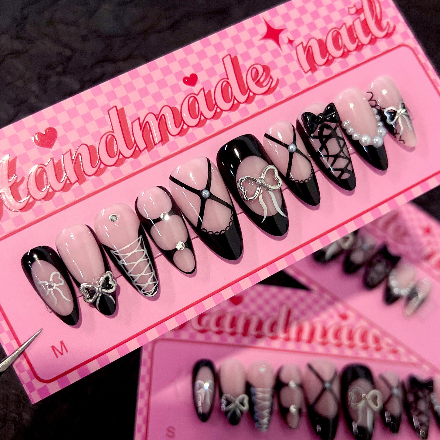 French Black Wear Nail Spot Drill Three-dimensional Bow