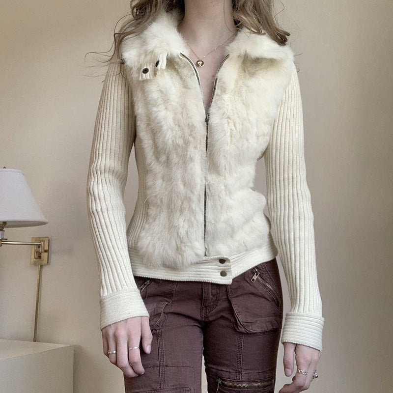 Zipper Waist-controlled Slim Fit Slimming Outer Wear Long Sleeve Hook Sweater