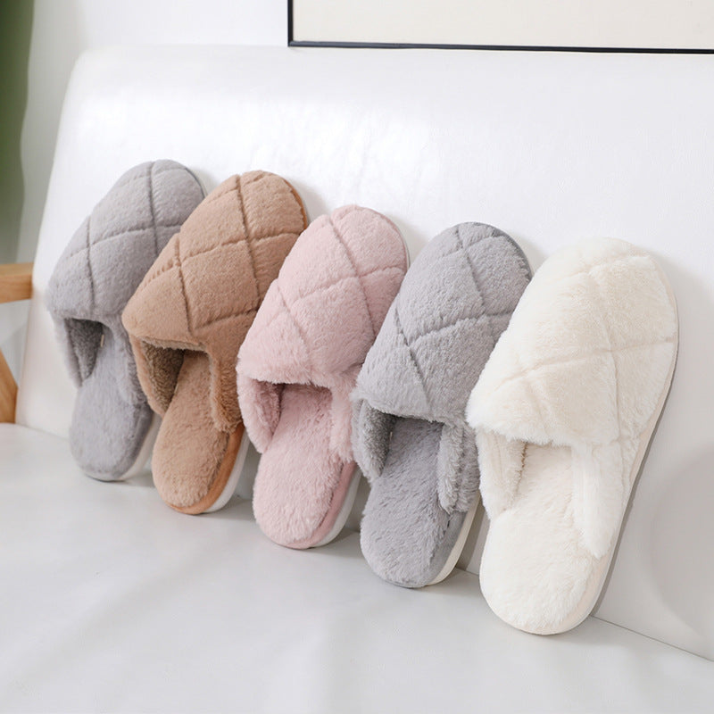 Furry Slippers Indoor Household Soft Bottom To Keep Warm