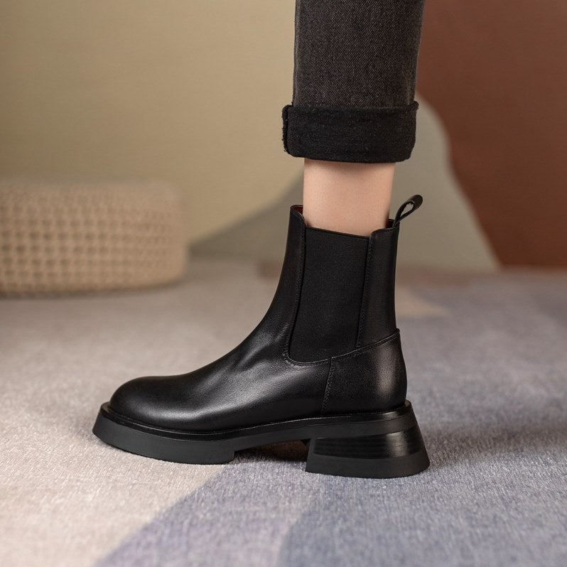Thick Bottom Female Thick Heel Thin Boots Round Toe Hundred