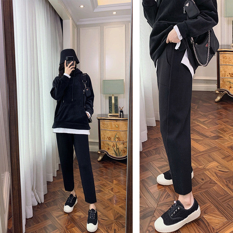 White Knitted Pants Woven Wide Leg
