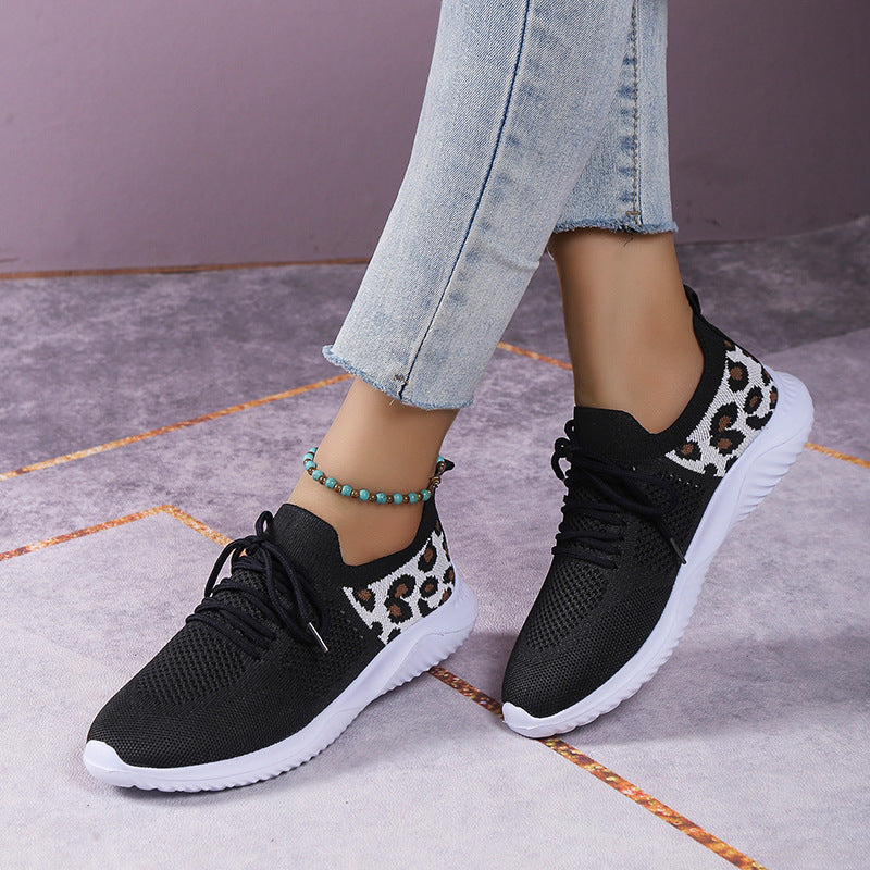 Women's Flat Casual Sports Single-layer Plus Size Lace Up Fashion Mesh Shoes