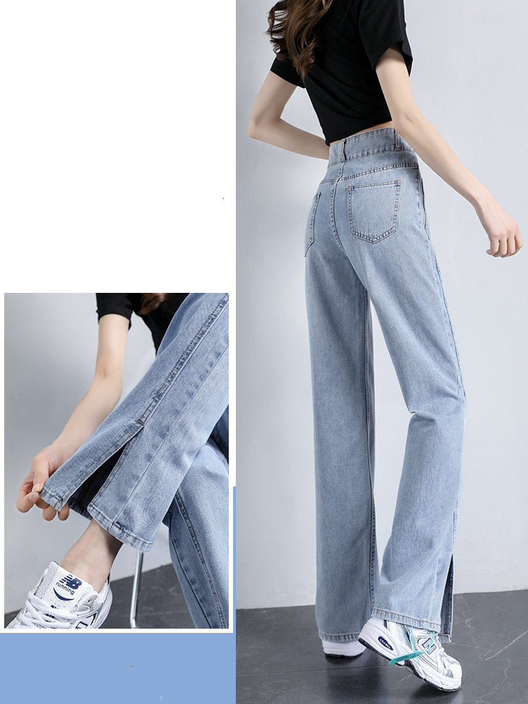 High-waist Summer Slim Straight-leg Loose Wide-leg Women's Jeans