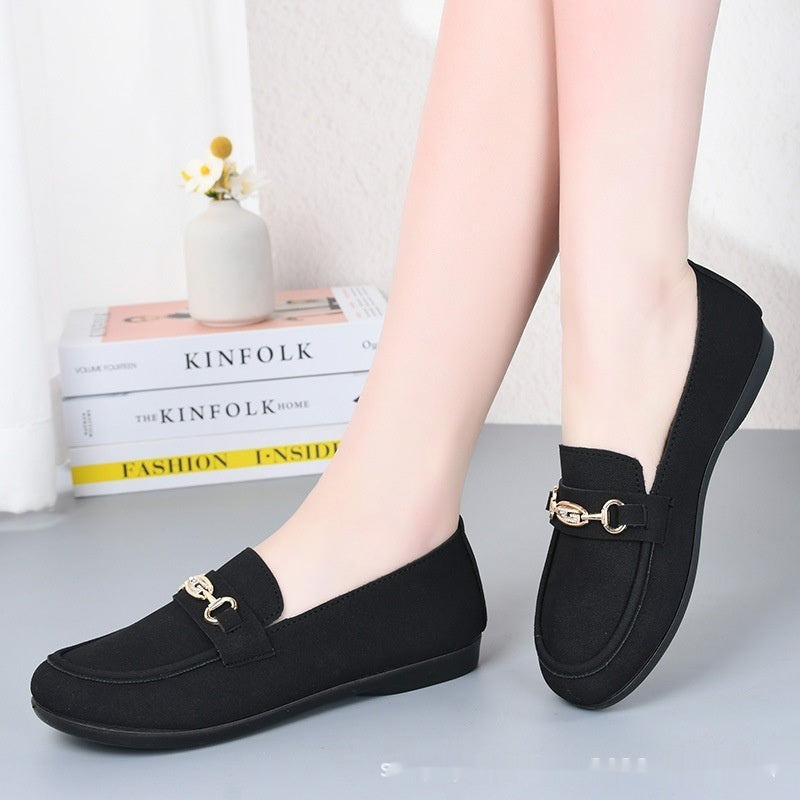 Gommino Women's Solid Color Casual Shoes Soft Bottom