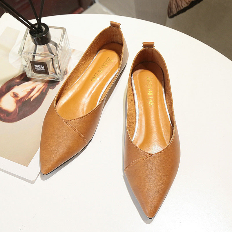 Simple Pointed Shallow Mouth Single Shoes Low Heel Comfortable Women