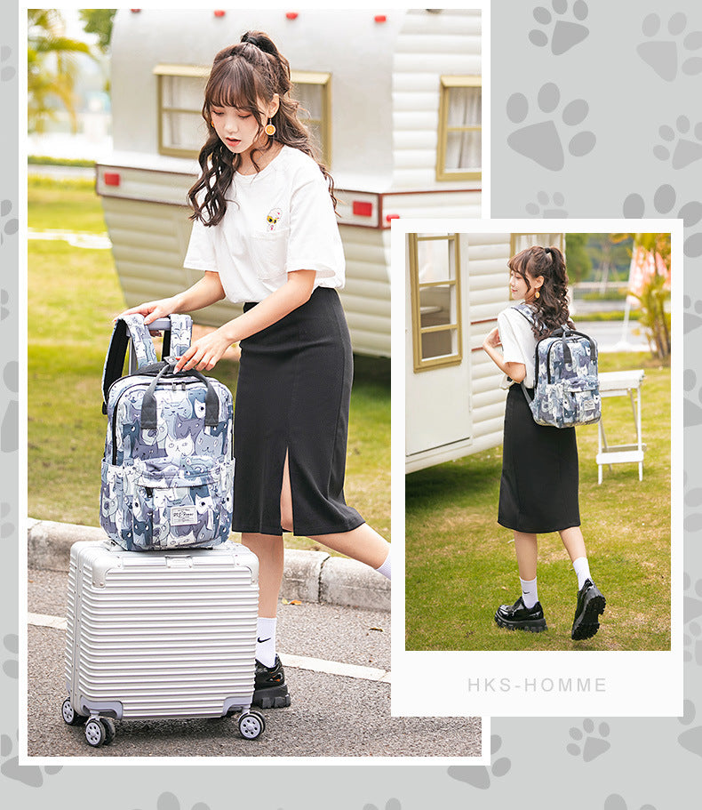 Printed Hand-carrying Female College High School Student Computer Large Capacity Travel Bag
