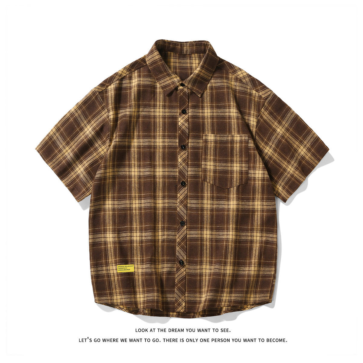 Men's Short-sleeved Plaid Shirt Retro Plus Size Casual Shirt