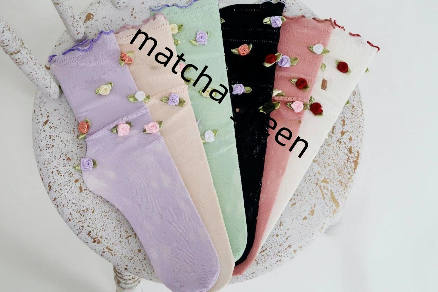Escape Rose Cute Sweet Beautiful Flowers Puff Girl Breathable Mid-calf Length Loose Socks