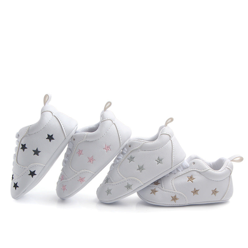 Sports Red Heart Five-star Baby's Shoes Toddler Shoes Soft Bottom Children's Sports Shoes White