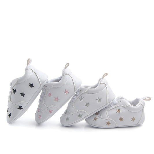 Sports Red Heart Five-star Baby's Shoes Toddler Shoes Soft Bottom Children's Sports Shoes White