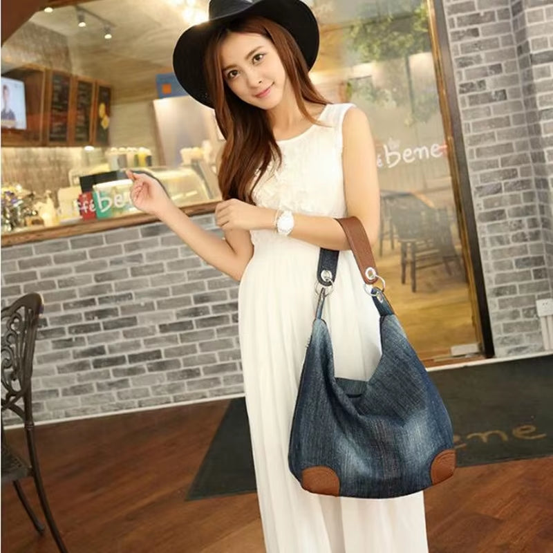 2025 Luxury Women's Denim Handbag - Oversized Blue Jean Tote and Crossbody Shoulder Bag