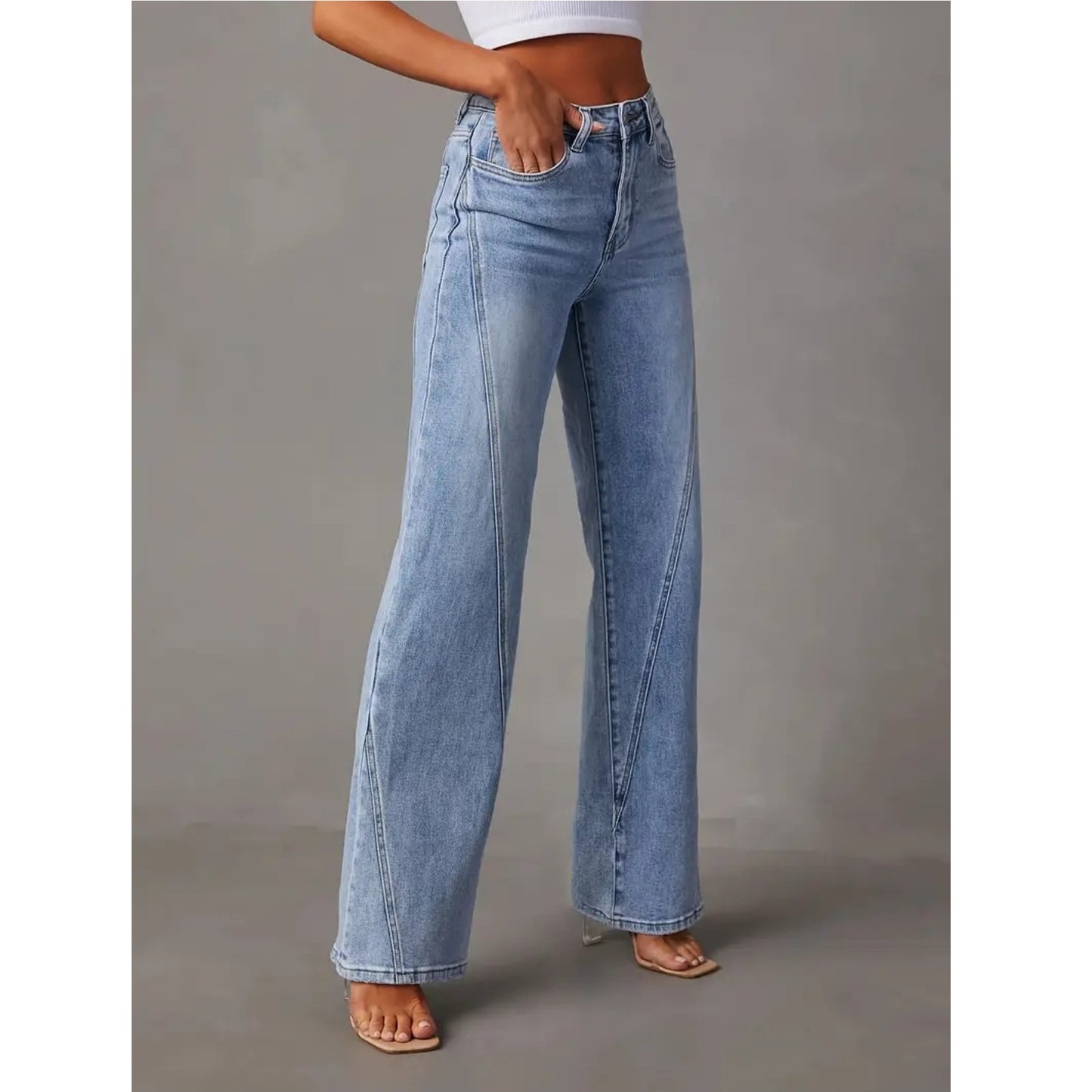 Straight-leg Stretch Jeans In Soft Blue Denim