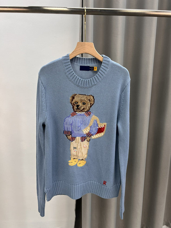 Autumn And Winter New Bear Embroidery Cotton Blended Sweater Women's All-match Fashion Tops