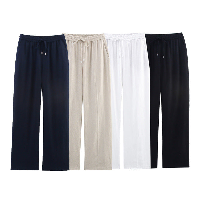European And American Style Design Linen Blended Straight-leg Pants