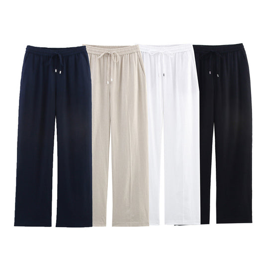 European And American Style Design Linen Blended Straight-leg Pants