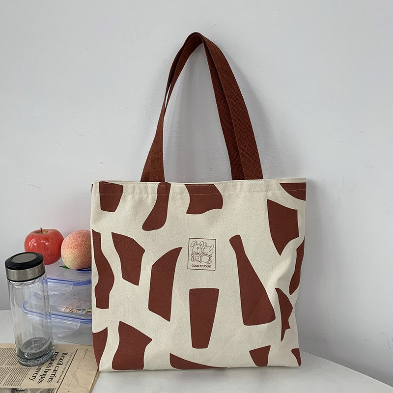 Ins Korean Style With Zip Literary Design Tote Canvas Bag