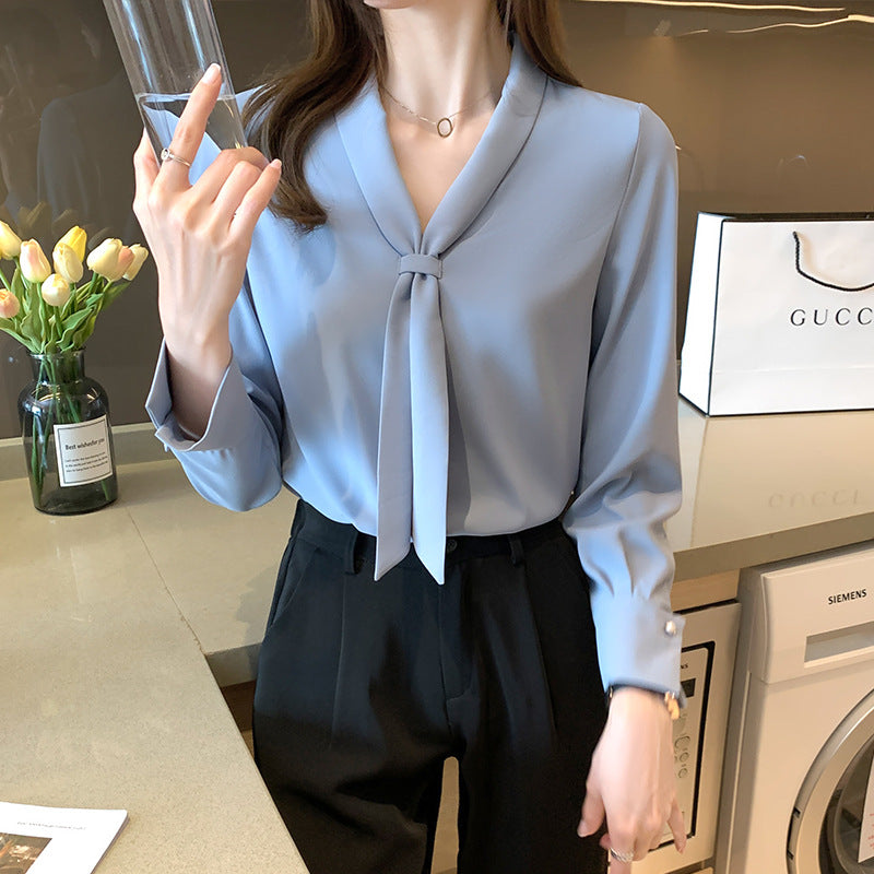Chiffon Shirt Design Sense V-neck Shirt