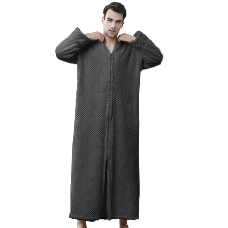Zipper Long Pineapple Lattice Bathrobe With Fertilizer