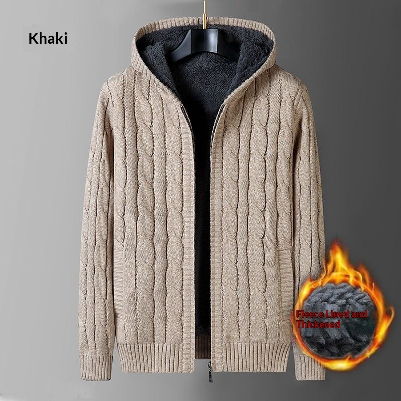 Loose Hooded Knit Men's Sweater Coat