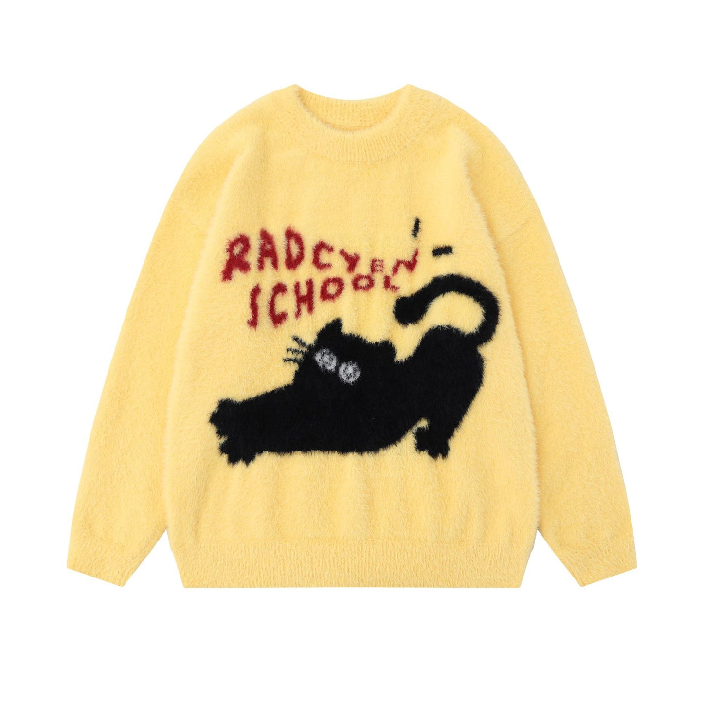 Winter Real Shot American Sweet Girl Loose Furry Pullover Sweater